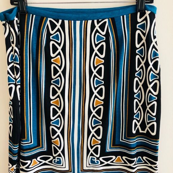 Ann Taylor Loft Black White Green Print Skirt Size 4 - Picture 4 of 8